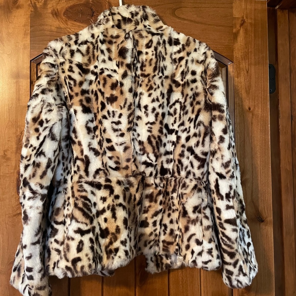 WHBM leopard fur coat